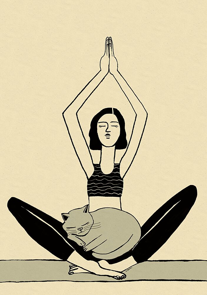 Peaceful Yoga Cat art print by Sharyn Bursic for $57.95 CAD