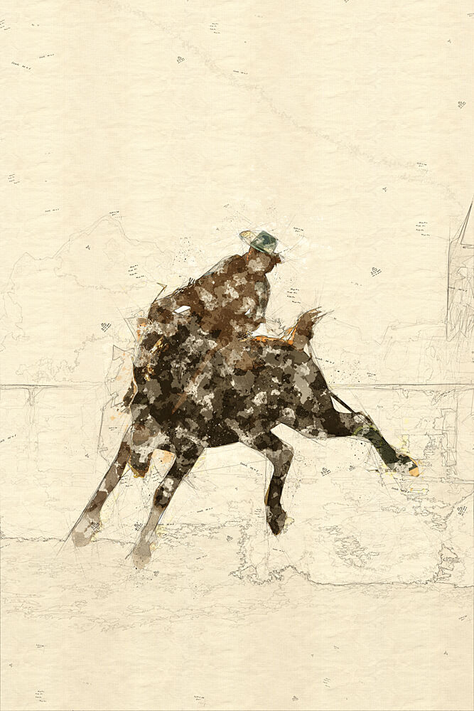Western Bronc Rider art print by Lembayung Senja Studio for $57.95 CAD