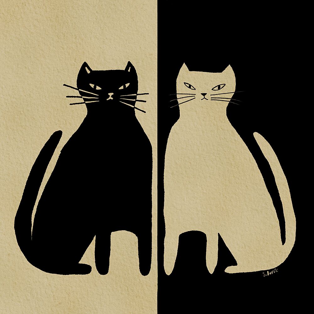 Yin Yang Cats art print by Sharyn Bursic for $57.95 CAD