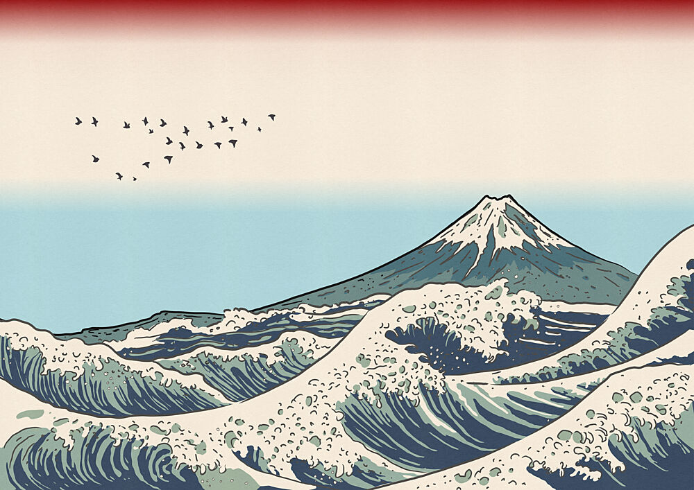 Cresting Waves Mount Fuji art print by Nicholas for $57.95 CAD