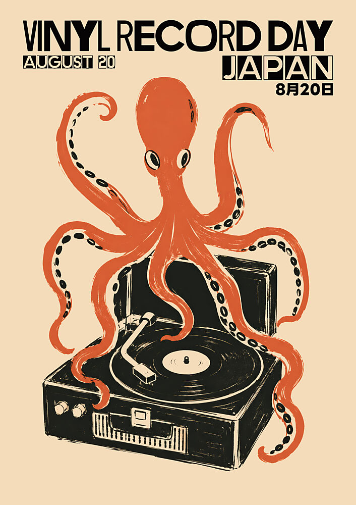 Orange Octopus Turntable art print by Patryk Krygowski for $57.95 CAD