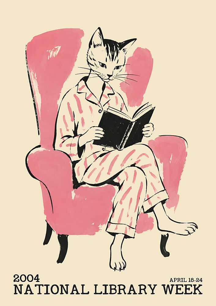 Cozy Cat Reading art print by Patryk Krygowski for $57.95 CAD