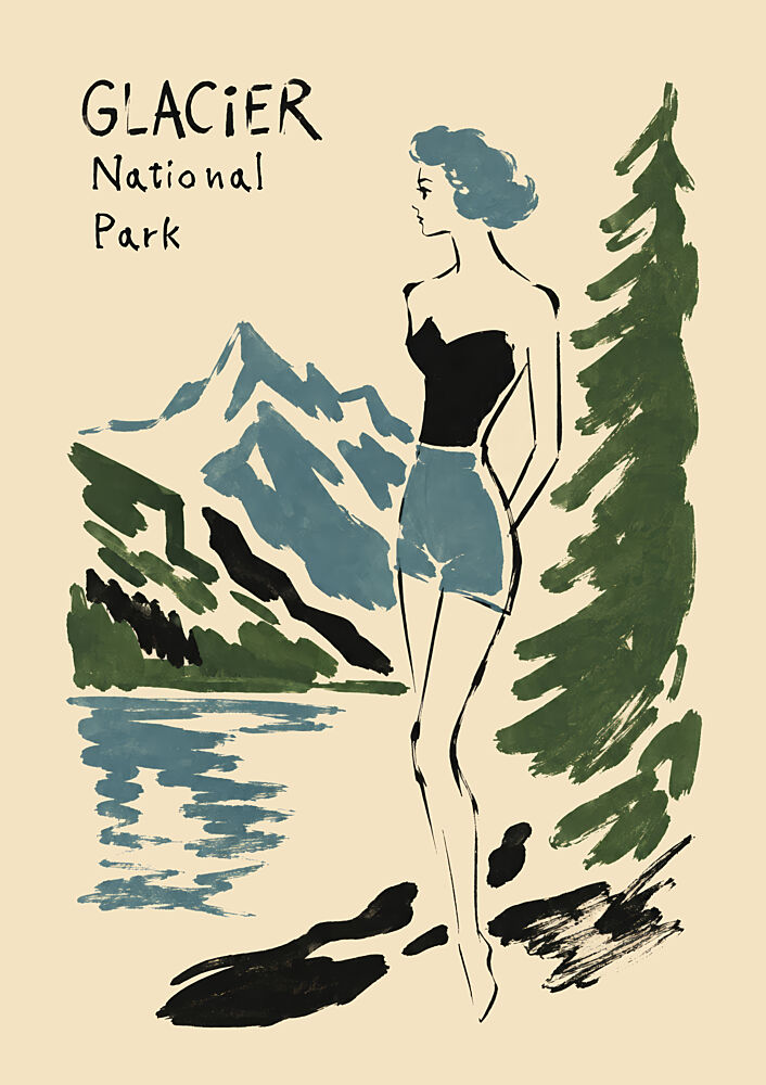 Vintage Glacier Park Woman art print by Patryk Krygowski for $57.95 CAD