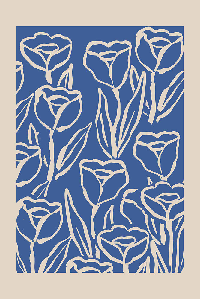 Minimalist Blue Tulips art print by Melloi Art Prints for $57.95 CAD