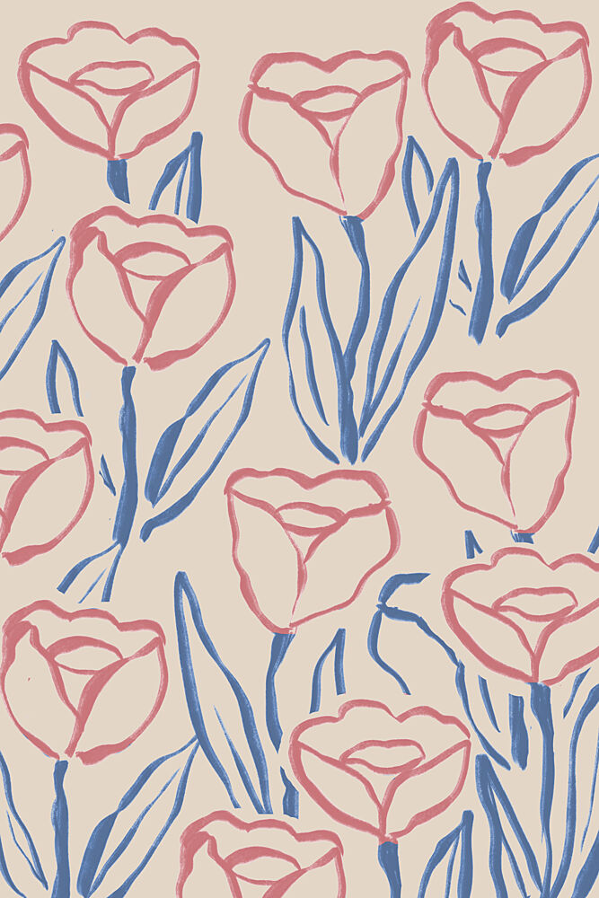 Blush Tulips Blue Stems art print by Melloi Art Prints for $57.95 CAD