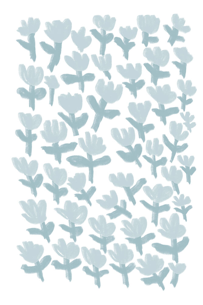 Light Blue Botanical Pattern art print by Melloi Art Prints for $57.95 CAD