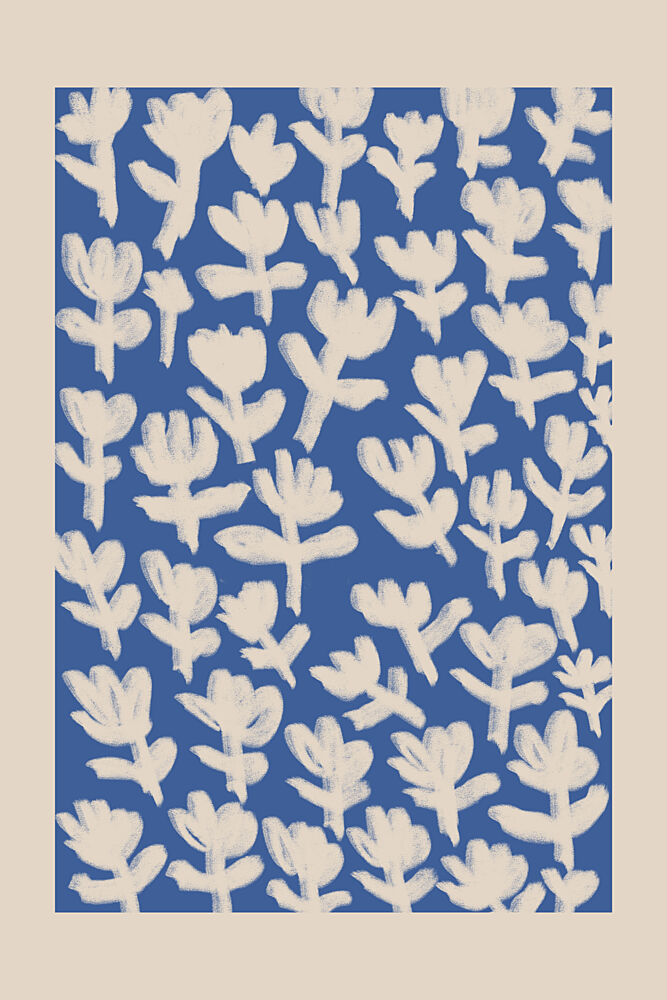 Hand Drawn Blue Flowers art print by Melloi Art Prints for $57.95 CAD