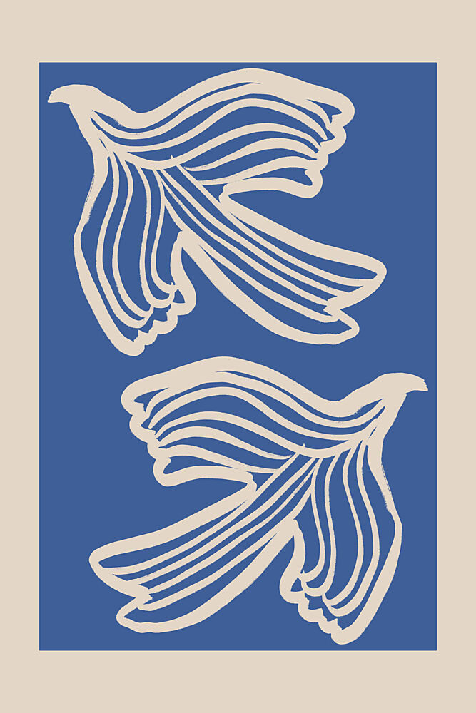 Abstract Blue Doves art print by Melloi Art Prints for $57.95 CAD