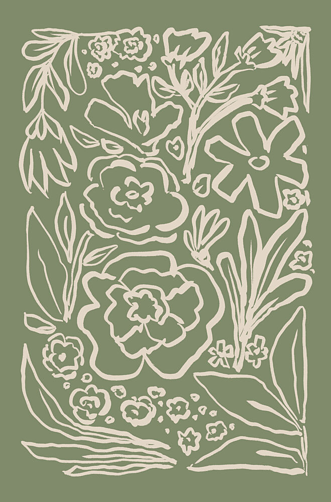 Green Floral Sketch art print by Melloi Art Prints for $57.95 CAD