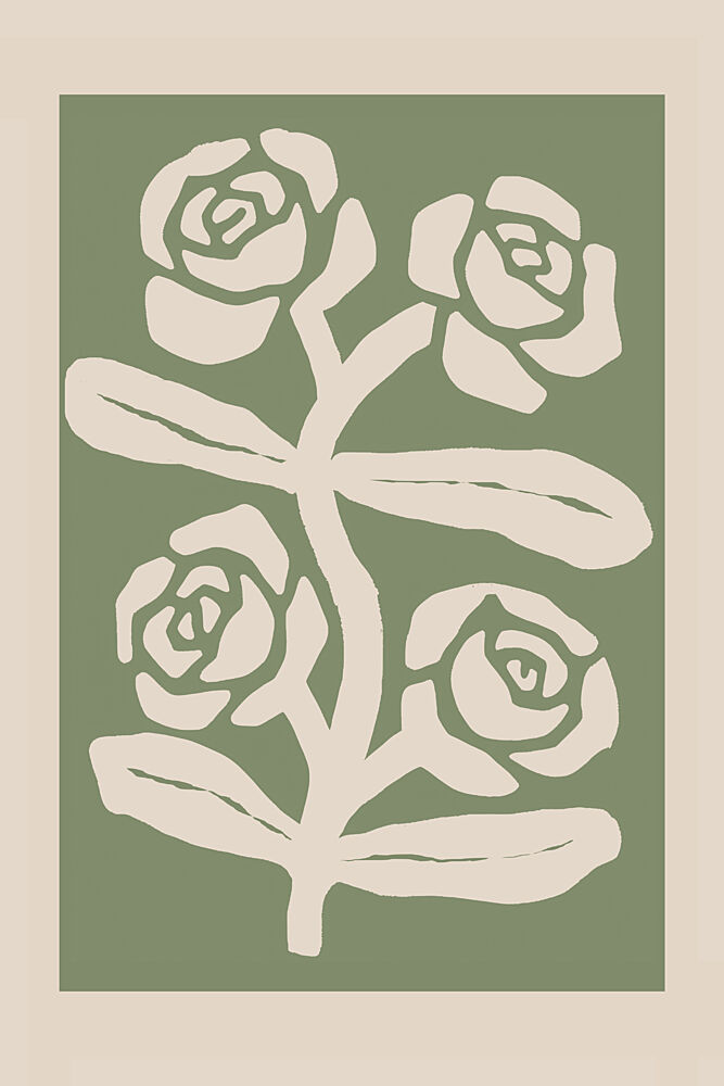 Green Botanical Roses art print by Melloi Art Prints for $57.95 CAD
