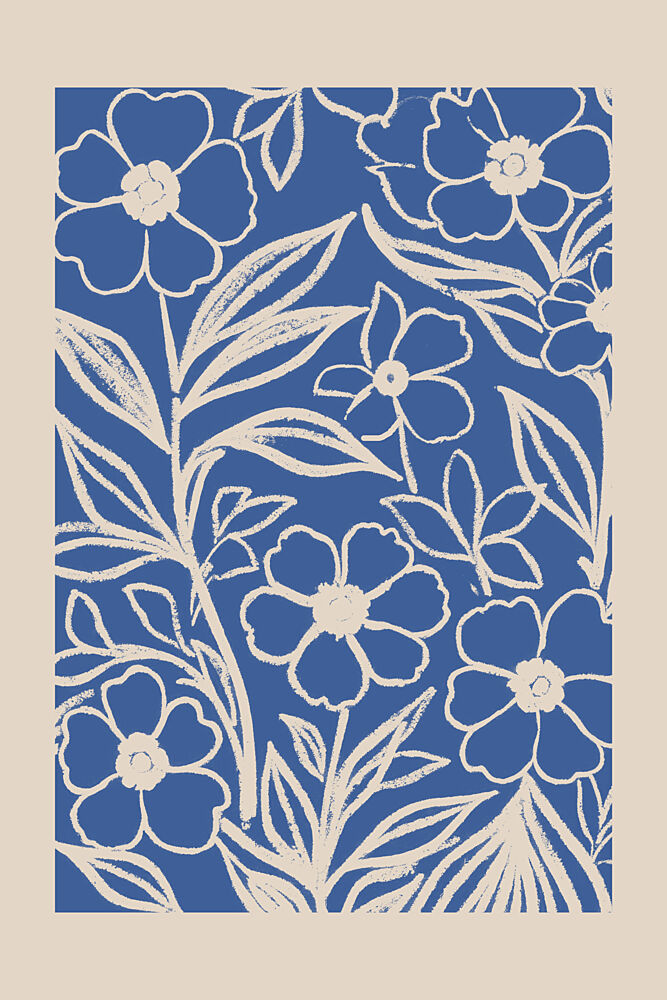 Blue Botanical Pattern art print by Melloi Art Prints for $57.95 CAD