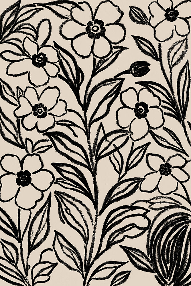 Black Floral Sketch art print by Melloi Art Prints for $57.95 CAD