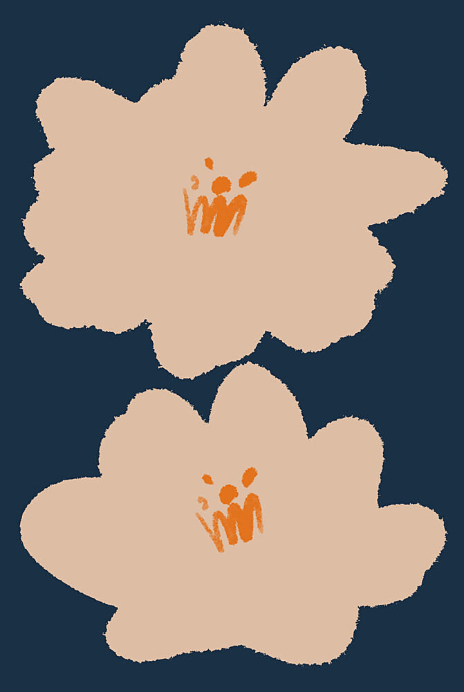 Peach Blue Abstract Flowers art print by Melloi Art Prints for $57.95 CAD