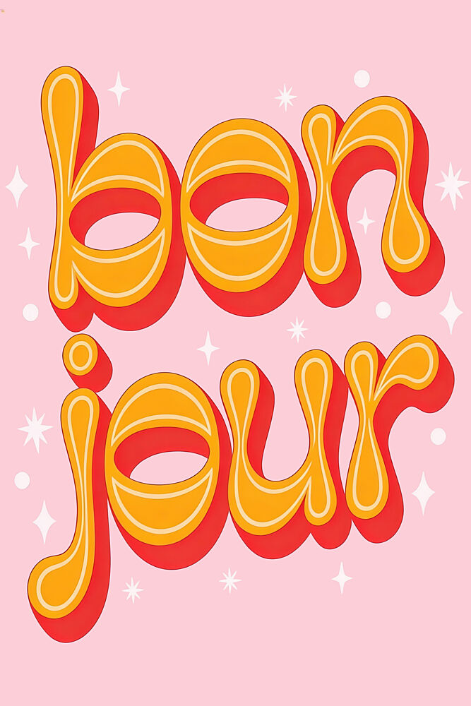 Groovy Bonjour Greeting art print by Melloi Art Prints for $57.95 CAD
