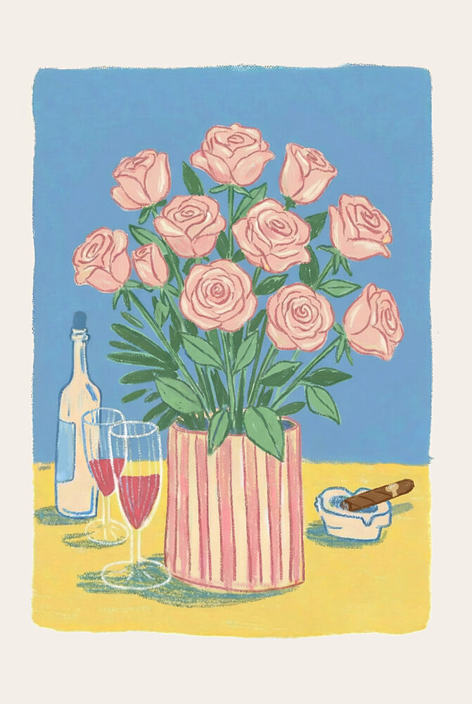 Pink Roses Evening art print by Melloi Art Prints for $57.95 CAD