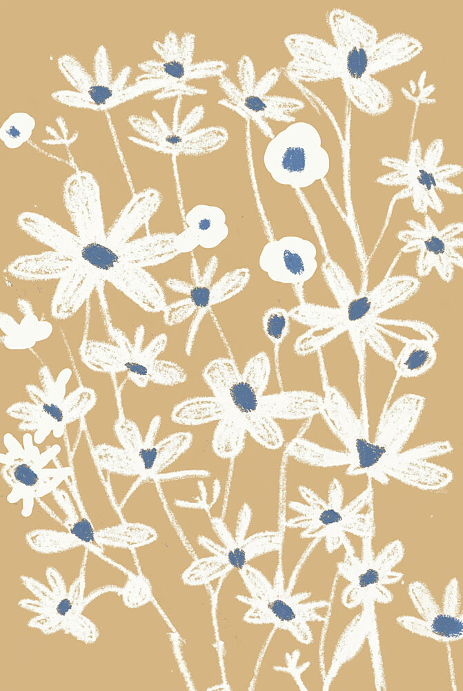 Cream and Blue Wildflowers art print by Melloi Art Prints for $57.95 CAD