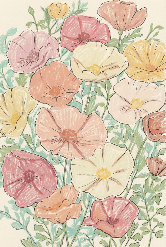 Soft Pastel Poppies art print by Melloi Art Prints for $57.95 CAD