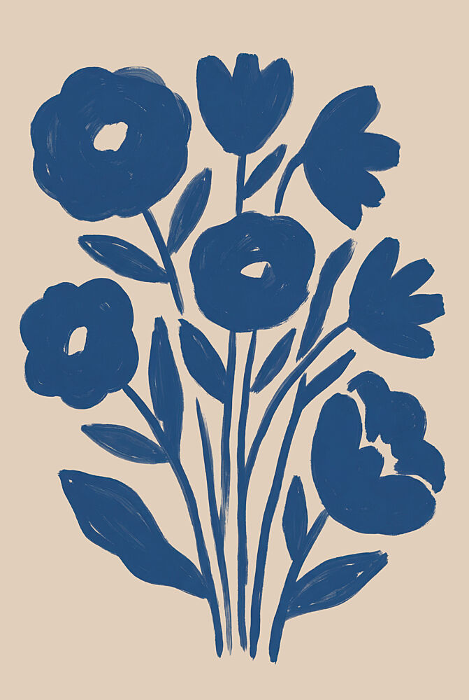 Abstract Indigo Flowers art print by Melloi Art Prints for $57.95 CAD