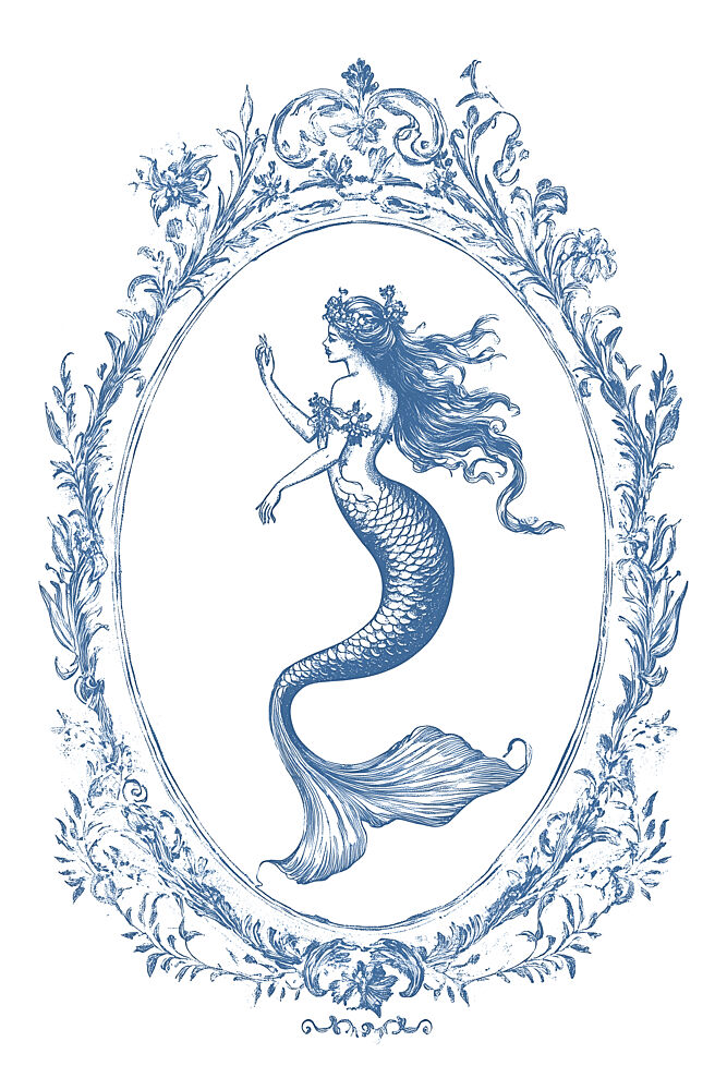 Elegant Blue Mermaid art print by Melloi Art Prints for $57.95 CAD