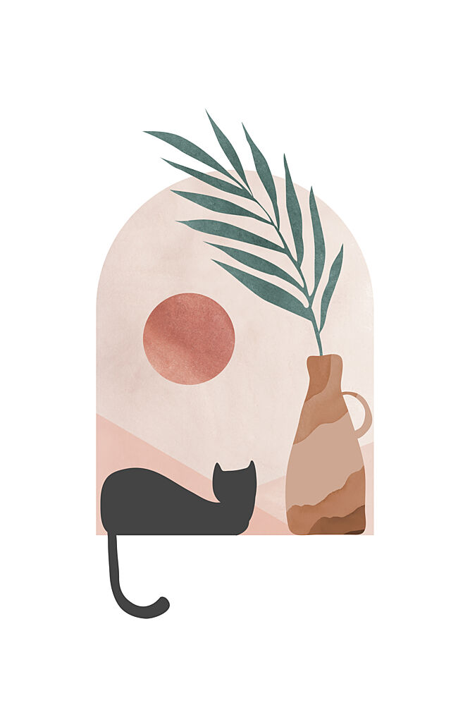 Black Cat Boho Scene art print by Melloi Art Prints for $57.95 CAD