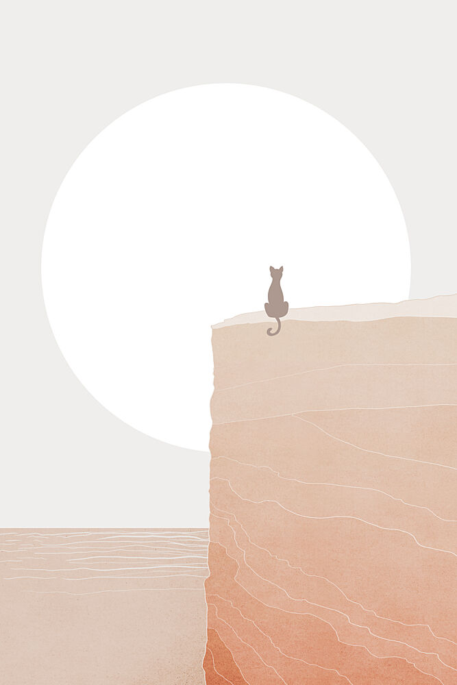 Cat under Desert Moon art print by Melloi Art Prints for $57.95 CAD