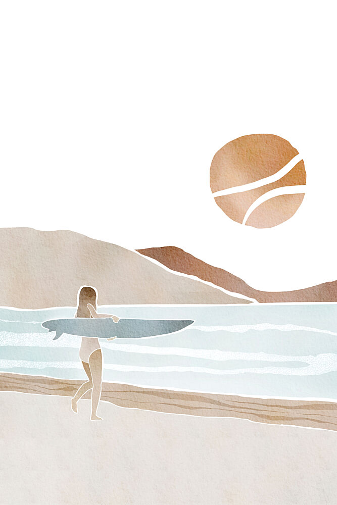 Surfer Beach Sunset art print by Melloi Art Prints for $57.95 CAD