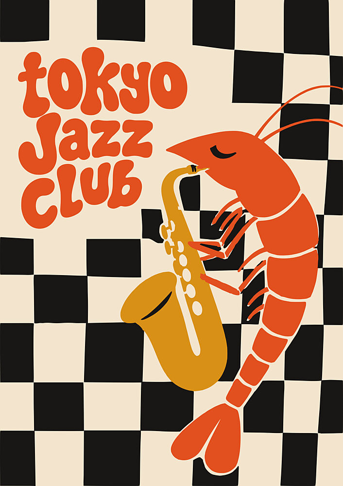Tokyo Jazz Sax Shrimp art print by Patryk Krygowski for $57.95 CAD