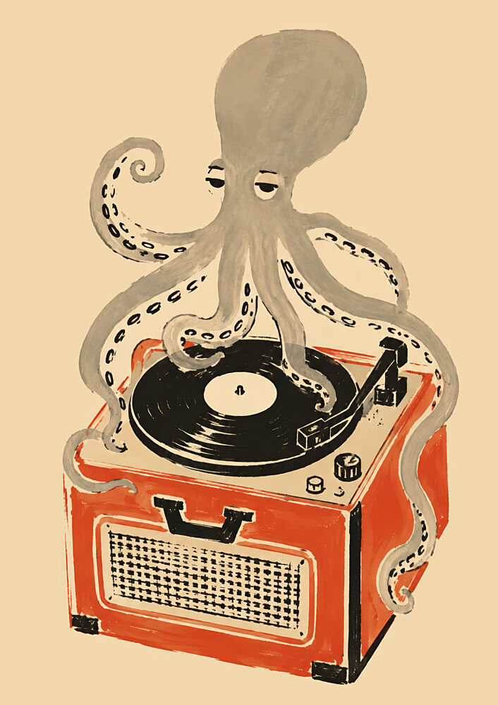 Octopus Record Player art print by Patryk Krygowski for $57.95 CAD