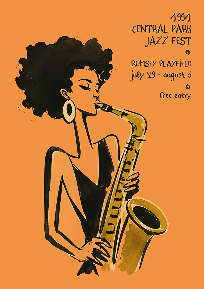 Jazz Fest Saxophone Woman art print by Patryk Krygowski for $57.95 CAD