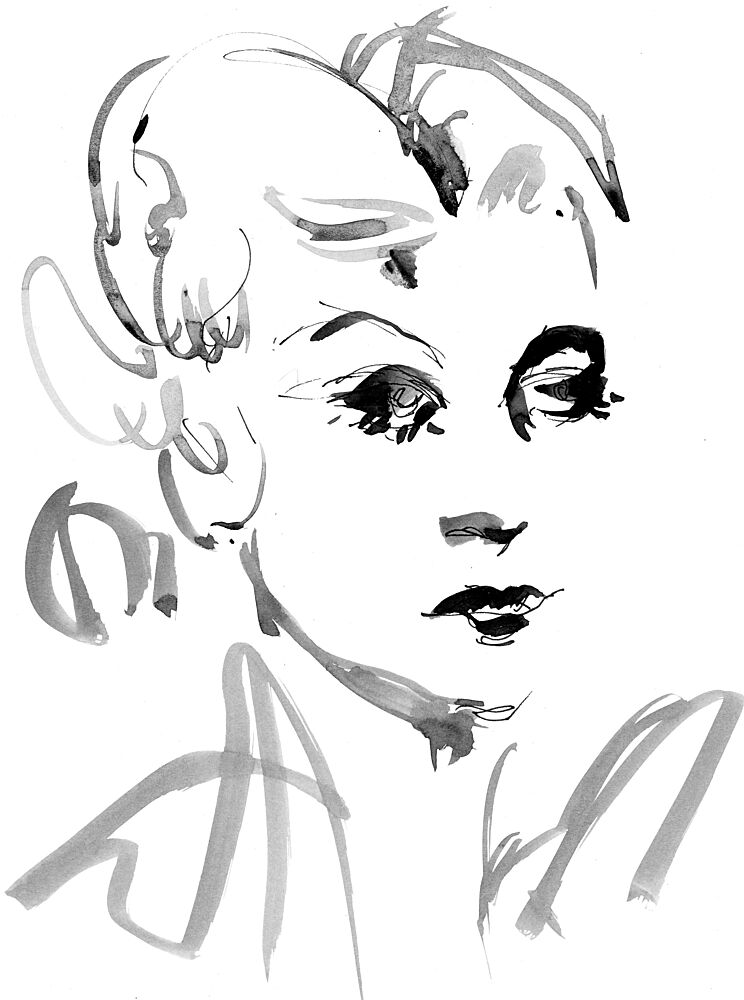 Expressive Ink Portrait art print by Ghazal Riyazi for $57.95 CAD