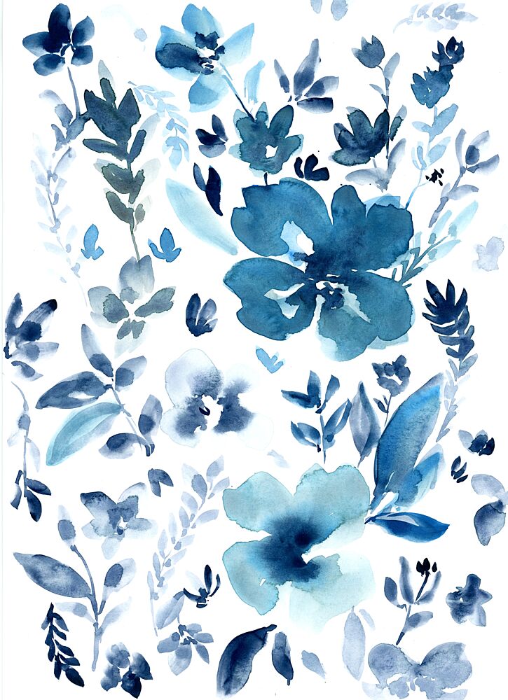 Abstract Blue Blooms art print by Ghazal Riyazi for $57.95 CAD