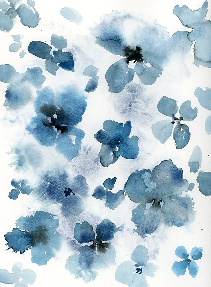 Blue Watercolor Blooms art print by Ghazal Riyazi for $57.95 CAD