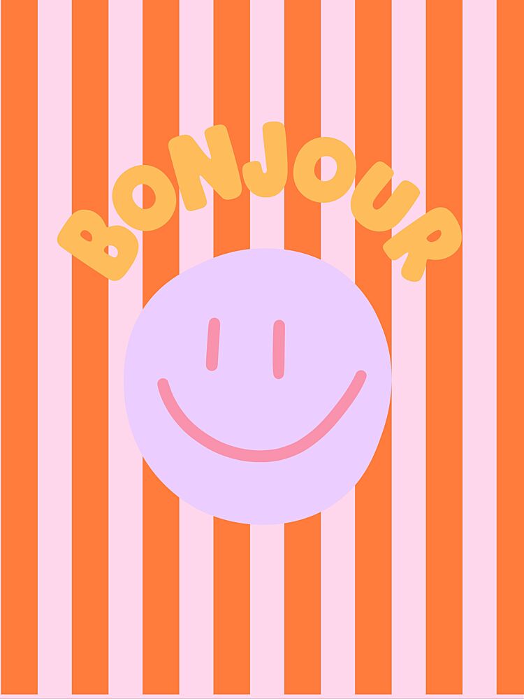 Bonjour Happy Face Stripes art print by Thea.candles@outlook.com for $57.95 CAD