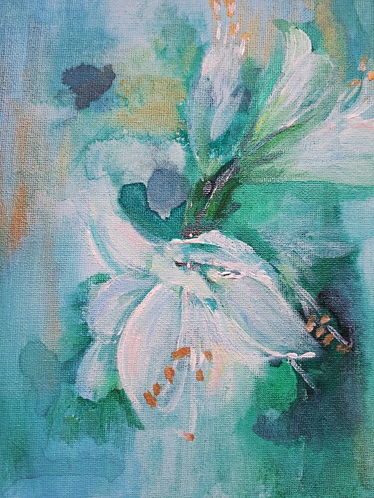 Serene Teal Flowers art print by Annika Lofberg for $57.95 CAD