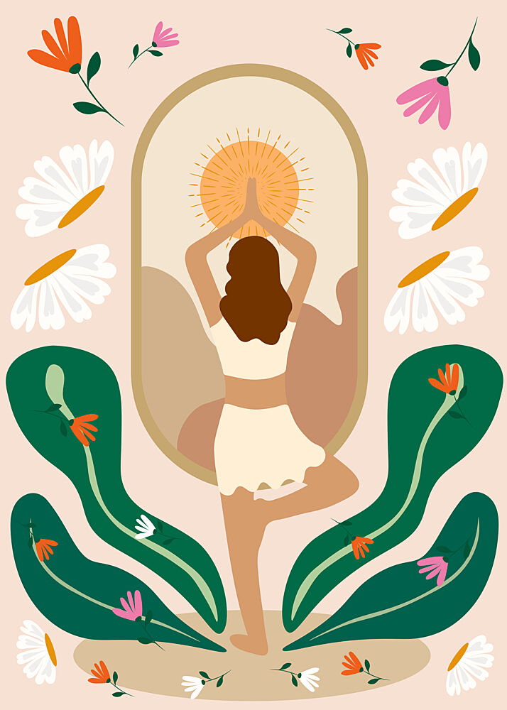 Peaceful Yoga Tree Pose art print by Estefani Caicedo for $57.95 CAD