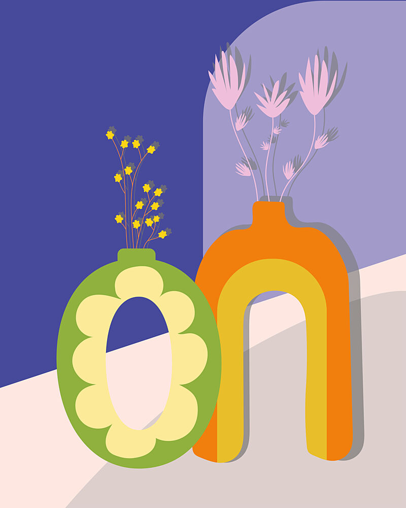 Colorful Modern Vases art print by Estefani Caicedo for $57.95 CAD