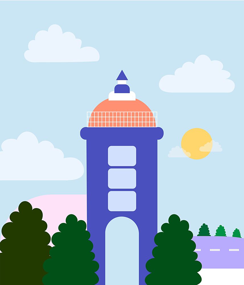 Vibrant Blue Tower art print by Estefani Caicedo for $57.95 CAD
