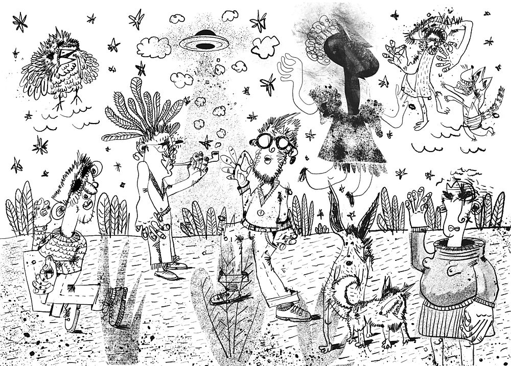 Whimsical Park Gathering art print by Peter Hegyi for $57.95 CAD