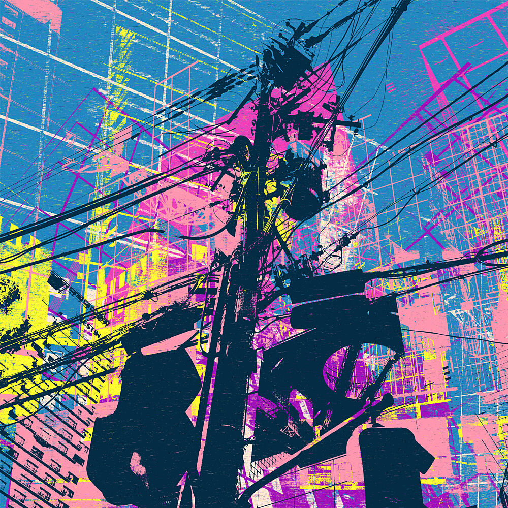 Cyberpunk Urban Wires art print by Brut Carniollus for $57.95 CAD