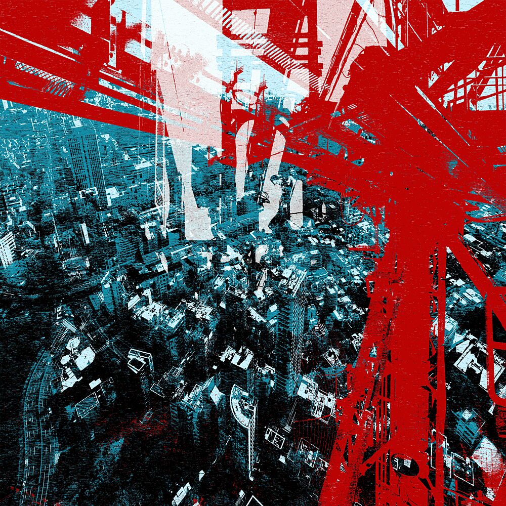 Urban Abstract Red Blue art print by Brut Carniollus for $57.95 CAD