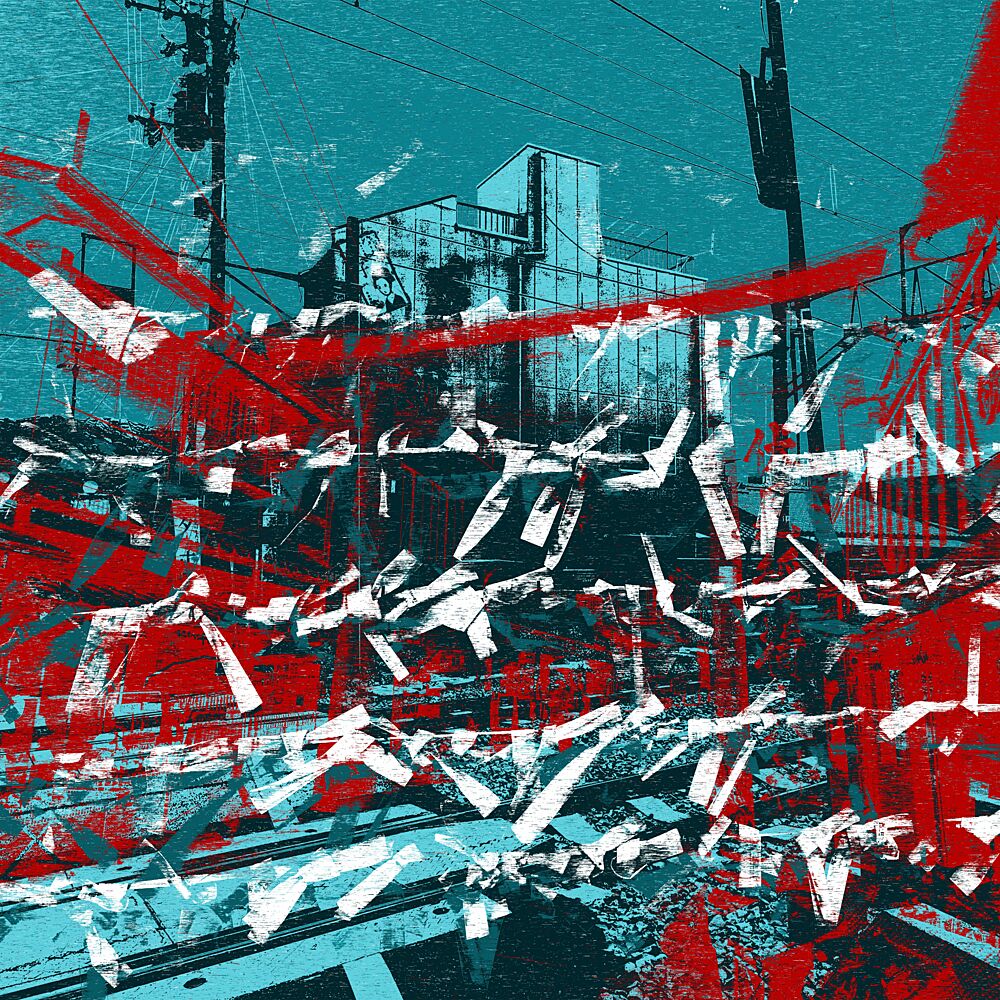 Red Teal Urban Grunge art print by Brut Carniollus for $57.95 CAD