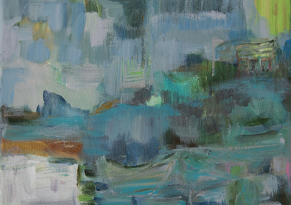 Serene Aqua Landscape art print by Melody Reynolds for $57.95 CAD