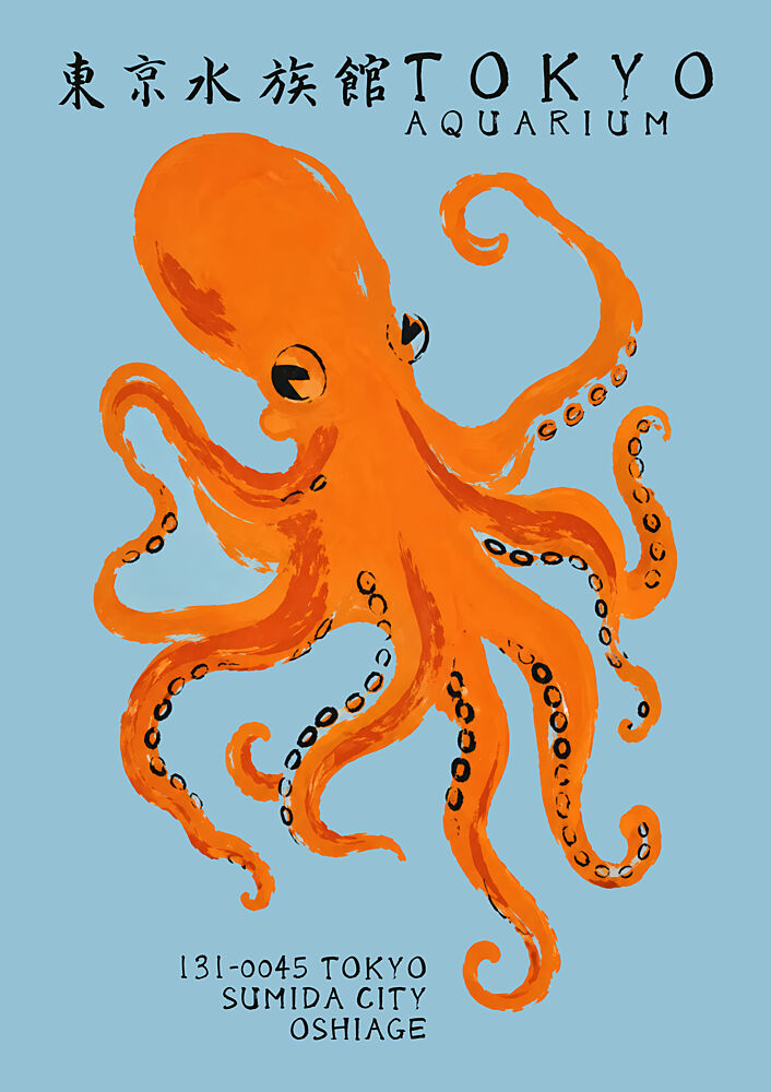Playful Orange Octopus art print by Patryk Krygowski for $57.95 CAD