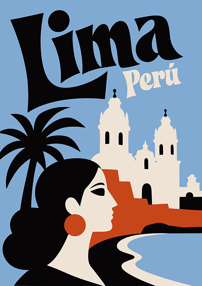 Lima Peru Retro Travel art print by Patryk Krygowski for $57.95 CAD