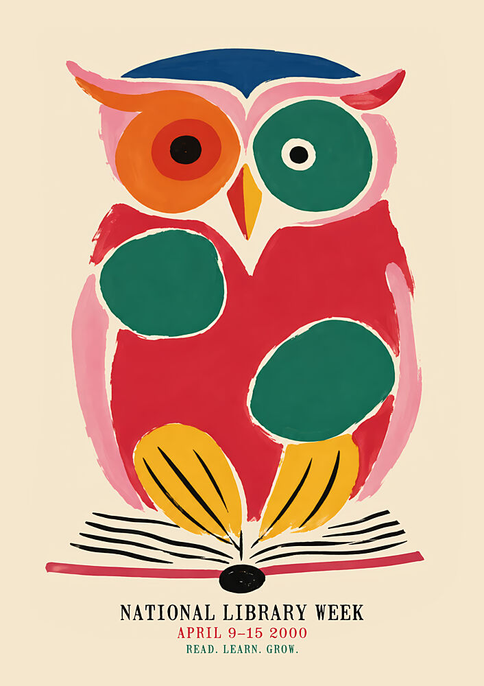 Colorful Reading Owl art print by Patryk Krygowski for $57.95 CAD