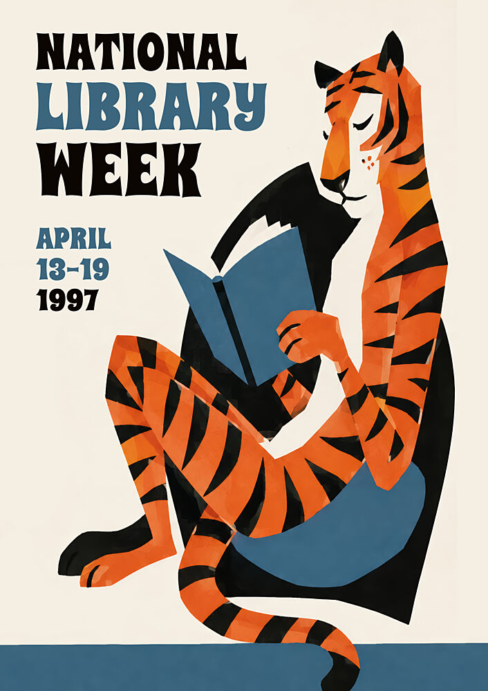 Relaxed Reading Tiger art print by Patryk Krygowski for $57.95 CAD