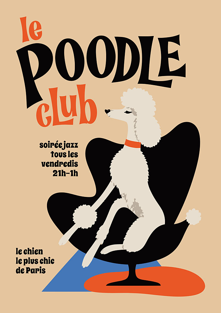 Chic Poodle Jazz Club art print by Patryk Krygowski for $57.95 CAD