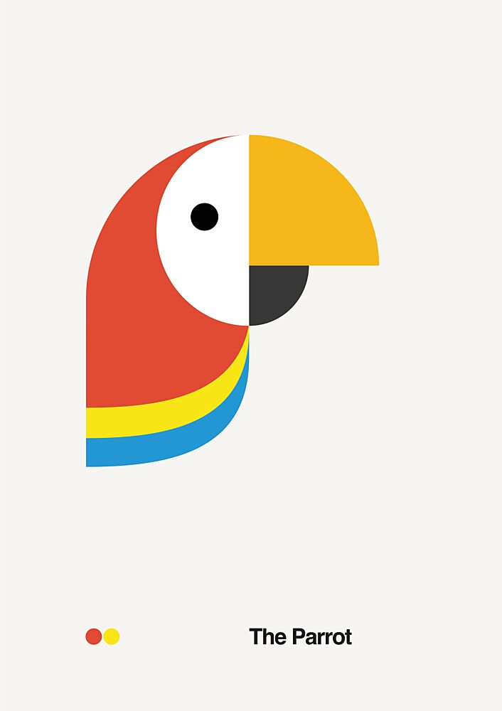 Colorful Geometric Parrot art print by David Vineis for $57.95 CAD