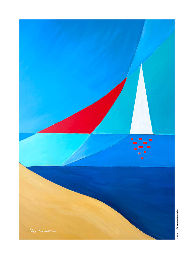Geometric Beach Sailboats art print by Alex Nereuta for $57.95 CAD