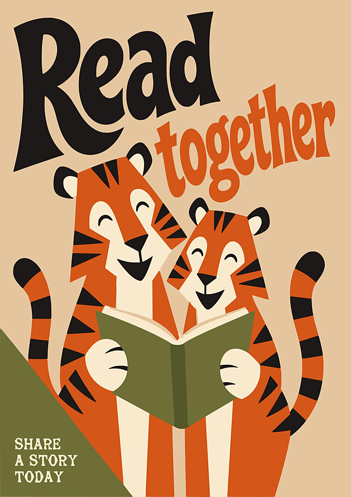 Tigers Reading Together art print by Patryk Krygowski for $57.95 CAD